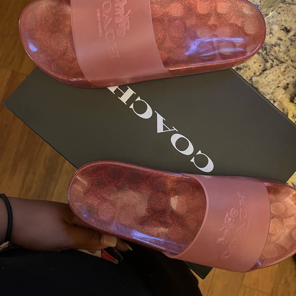 Coach Ulyssa Slide NWT Womens Size 10 Rubber Candy Apple Pink Slip On Sandals - Picture 10 of 11